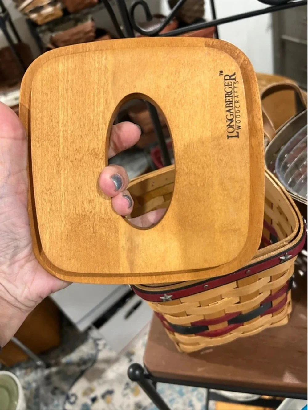 Longaberger Motorcycle Tall tissue basket & lid